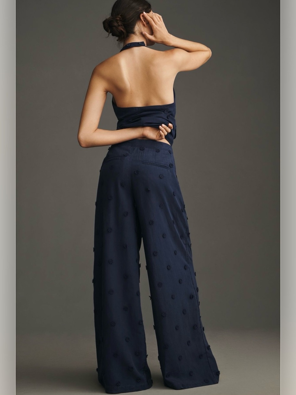 2 pieces linen blend halter vest and tailored embellished trousers - Picture 5 of 14